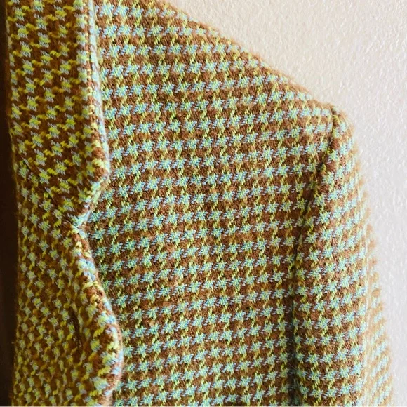 Mango Blazer Houndstooth Oversized Green - Picture 7 of 9